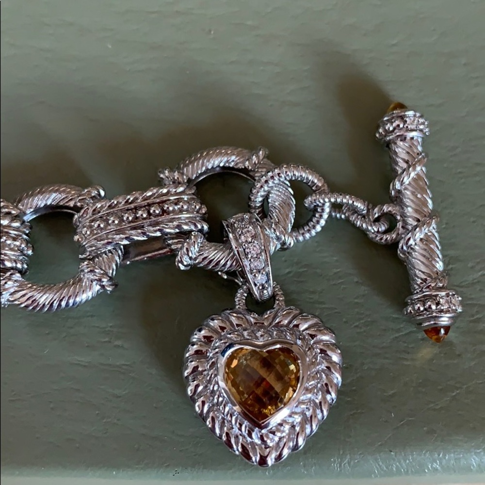 Judith Ripka Sterling Heart Charm Toggle Bracelet - Picture 3 of 5